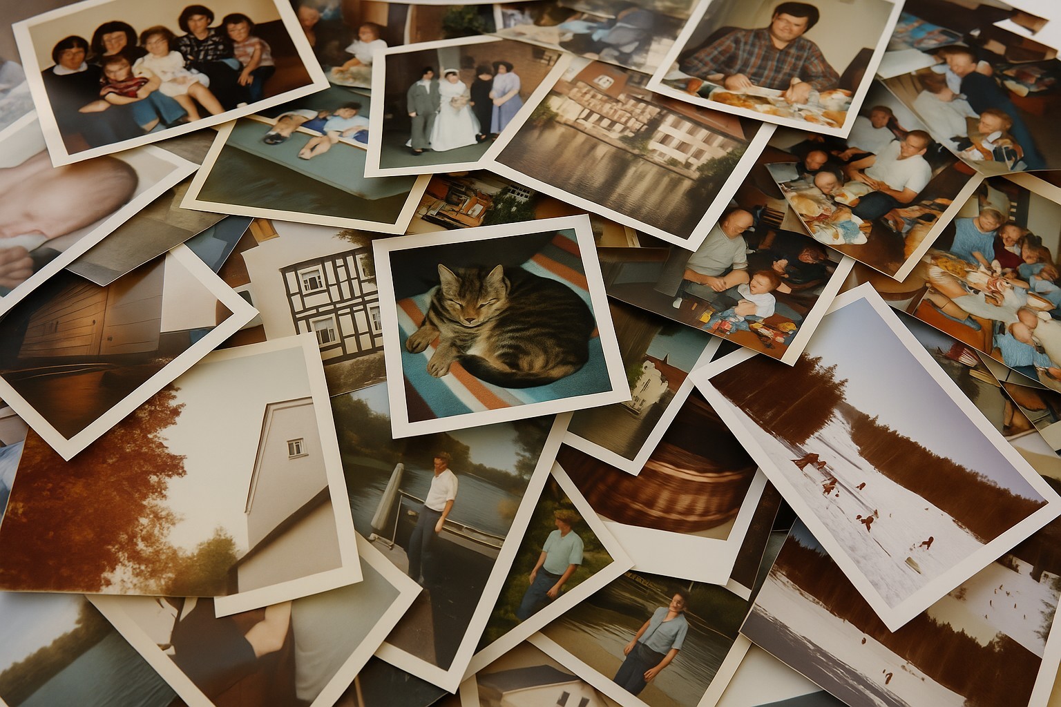 A collection of family snapshots, celebrations, pets, and holidays